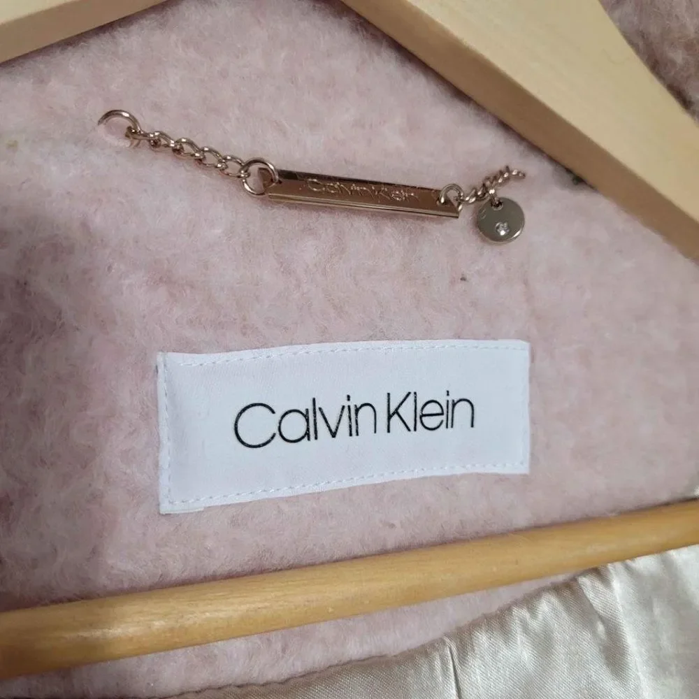 Calvin Klein Faux-Fur-Trimmed Asymmetrical Walker Coat-Size Large - Picture 6 of 10